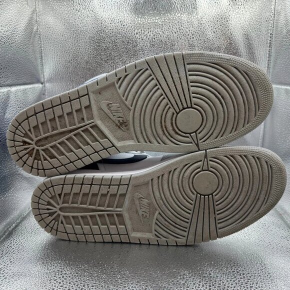 Size 12 - Nike Air Jordan 1 Mid White Wolf Gray Midnight Navy Shoes DQ8426-104 - Picture 9 of 10